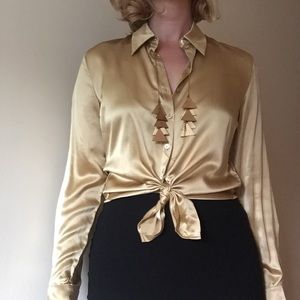 Liquid Silk Metallic Gold Blouse
